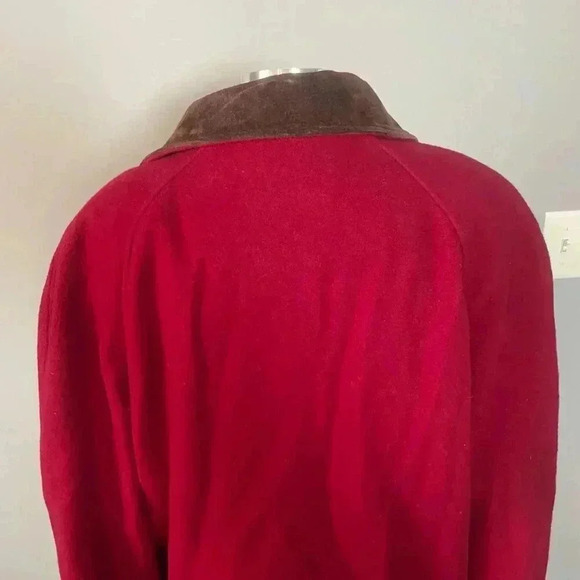 Vintage Machintosh New England Red Wool Barn Chore Coat with Suede Collar - Picture 8 of 15